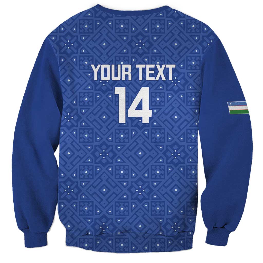 Uzbekistan Football Custom Sweatshirt Come On White Wolves Blue - Wonder Print Shop