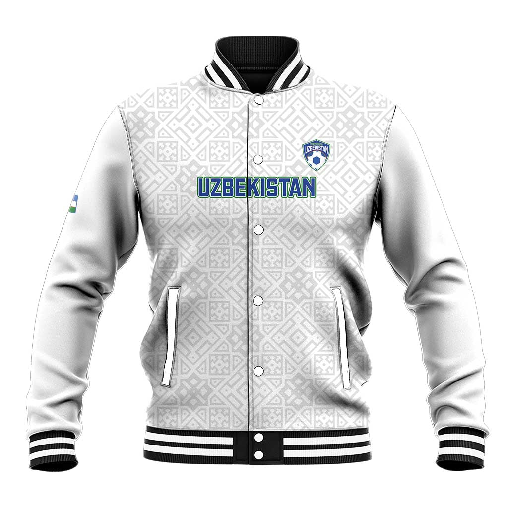 Uzbekistan Football Custom Baseball Jacket Come On White Wolves White - Wonder Print Shop