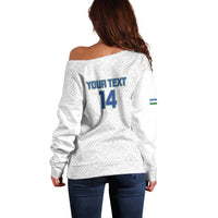 Uzbekistan Football Custom Off Shoulder Sweater Come On White Wolves White - Wonder Print Shop