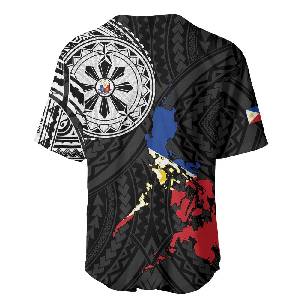 Philippines Strong Baseball Jersey Filipino Map Polynesian Tattoo - Wonder Print Shop