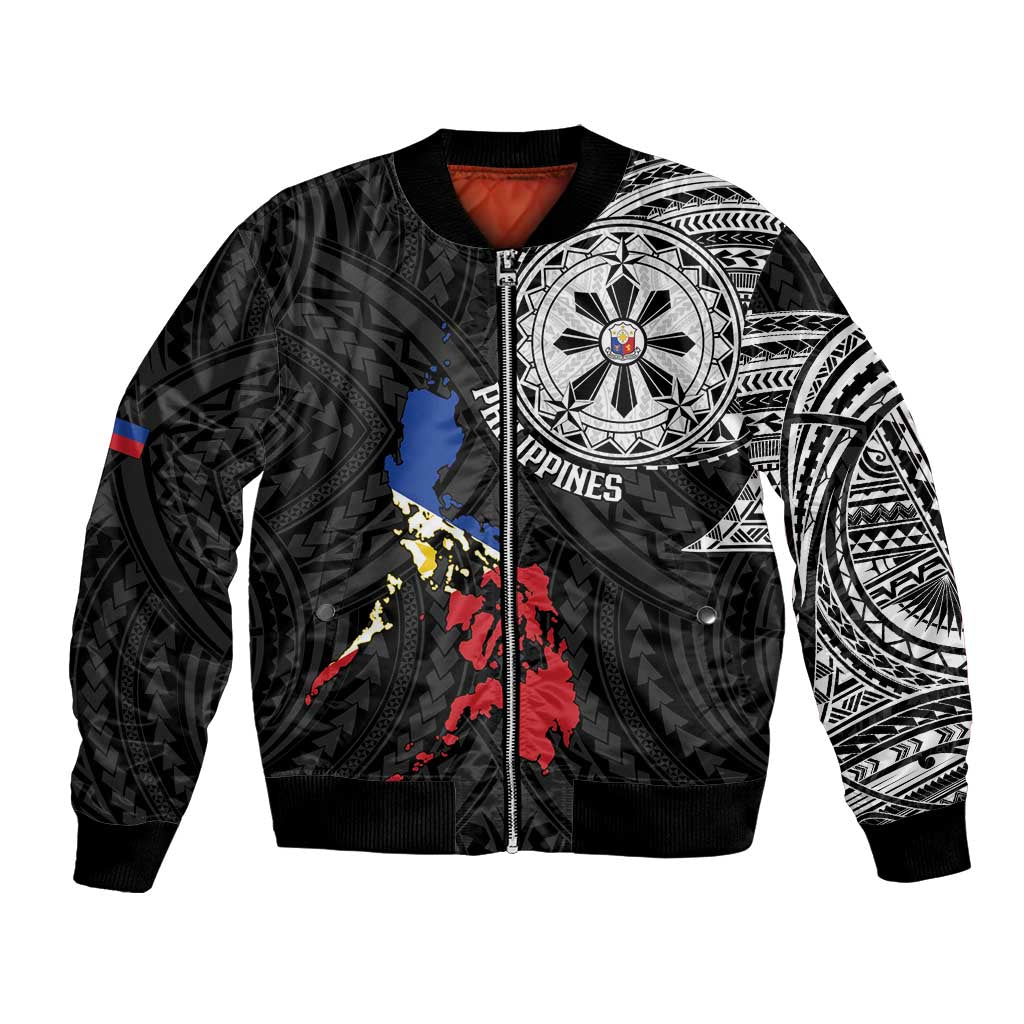 Philippines Strong Bomber Jacket Filipino Map Polynesian Tattoo - Wonder Print Shop
