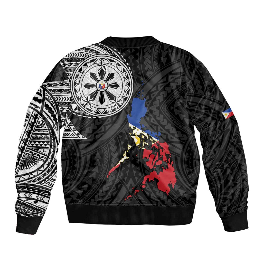 Philippines Strong Bomber Jacket Filipino Map Polynesian Tattoo - Wonder Print Shop