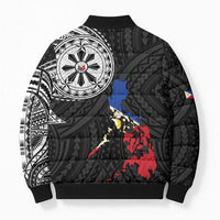 Philippines Strong Bomber Puffer Jacket Filipino Map Polynesian Tattoo - Wonder Print Shop