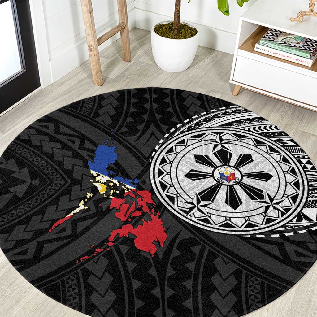 Philippines Strong Round Carpet Filipino Map Polynesian Tattoo - Wonder Print Shop
