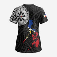 Philippines Strong Scrub Top Filipino Map Polynesian Tattoo - Wonder Print Shop