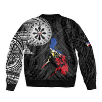 Philippines Strong Sleeve Zip Bomber Jacket Filipino Map Polynesian Tattoo - Wonder Print Shop