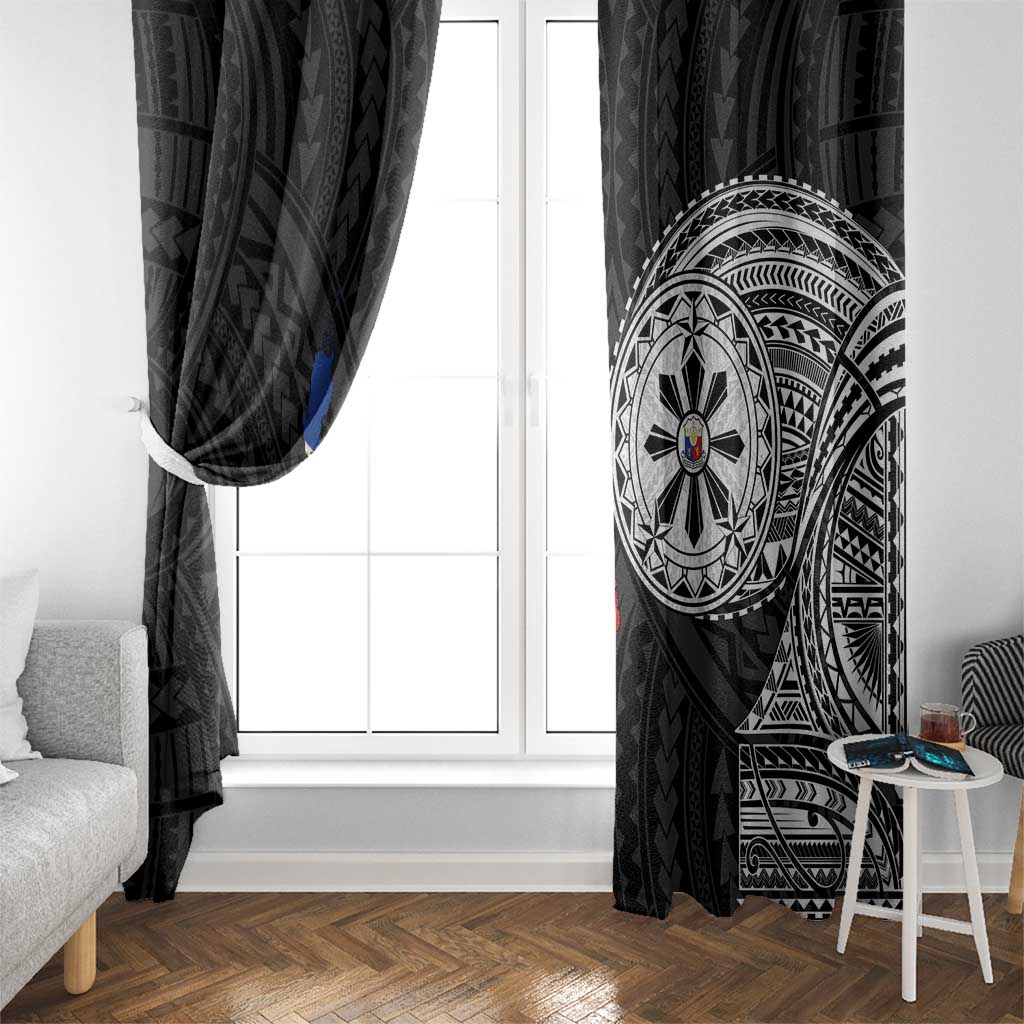 Philippines Strong Window Curtain Filipino Map Polynesian Tattoo - Wonder Print Shop