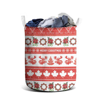 Canada Christmas Laundry Basket Canadian Moose Maple Leaf Seamless Style - Wonder Print Shop