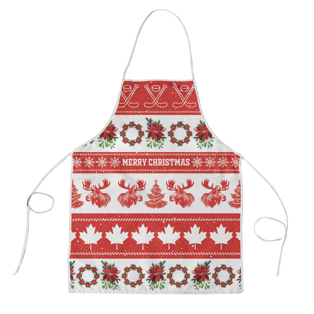 Canada Christmas Apron Canadian Moose Maple Leaf Seamless Style - Wonder Print Shop