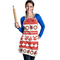 Canada Christmas Apron Canadian Moose Maple Leaf Seamless Style - Wonder Print Shop