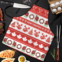 Canada Christmas Apron Canadian Moose Maple Leaf Seamless Style - Wonder Print Shop