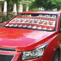 Canada Christmas Auto Sun Shade Canadian Moose Maple Leaf Seamless Style - Wonder Print Shop