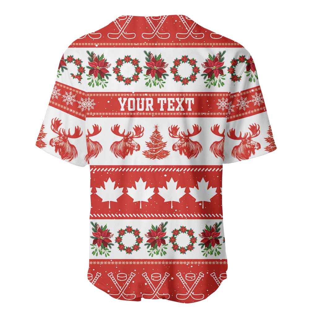 Personalised Canada Christmas Baseball Jersey Canadian Moose Maple Leaf Seamless Style - Wonder Print Shop