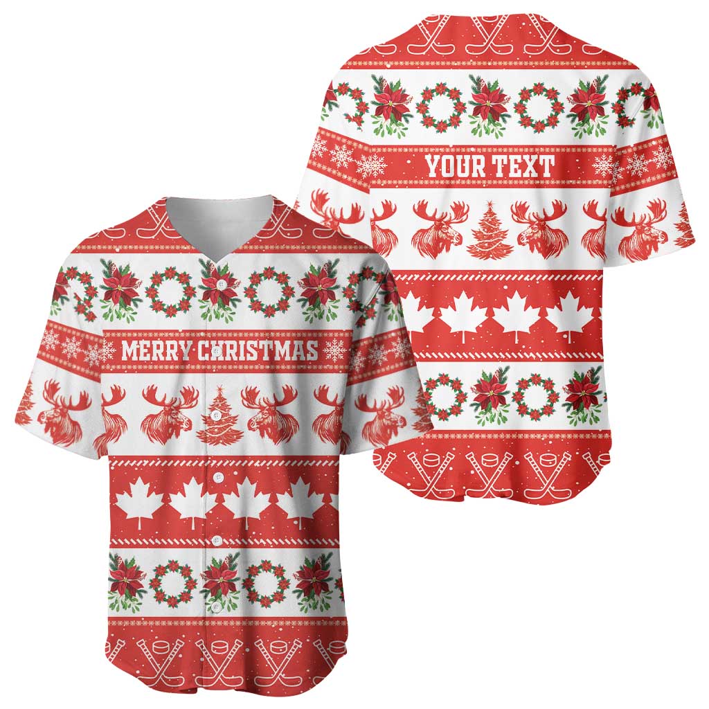 Personalised Canada Christmas Baseball Jersey Canadian Moose Maple Leaf Seamless Style - Wonder Print Shop