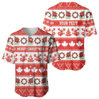 Personalised Canada Christmas Baseball Jersey Canadian Moose Maple Leaf Seamless Style - Wonder Print Shop