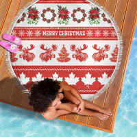 Canada Christmas Beach Blanket Canadian Moose Maple Leaf Seamless Style - Wonder Print Shop