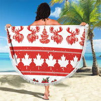 Canada Christmas Beach Blanket Canadian Moose Maple Leaf Seamless Style - Wonder Print Shop