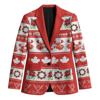 Personalised Canada Christmas Blazer Canadian Moose Maple Leaf Seamless Style - Wonder Print Shop