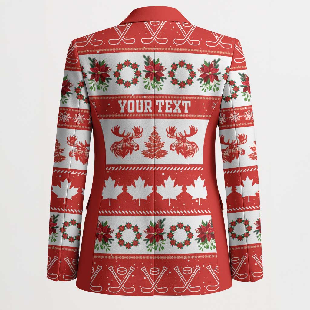 Personalised Canada Christmas Blazer Canadian Moose Maple Leaf Seamless Style - Wonder Print Shop