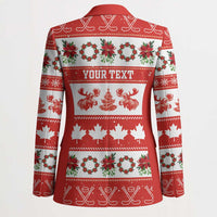 Personalised Canada Christmas Blazer Canadian Moose Maple Leaf Seamless Style - Wonder Print Shop