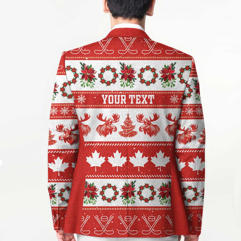 Personalised Canada Christmas Blazer Canadian Moose Maple Leaf Seamless Style - Wonder Print Shop