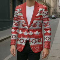 Personalised Canada Christmas Blazer Canadian Moose Maple Leaf Seamless Style - Wonder Print Shop
