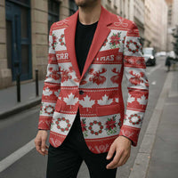 Personalised Canada Christmas Blazer Canadian Moose Maple Leaf Seamless Style - Wonder Print Shop
