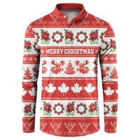 Personalised Canada Christmas Button Sweatshirt Canadian Moose Maple Leaf Seamless Style - Wonder Print Shop