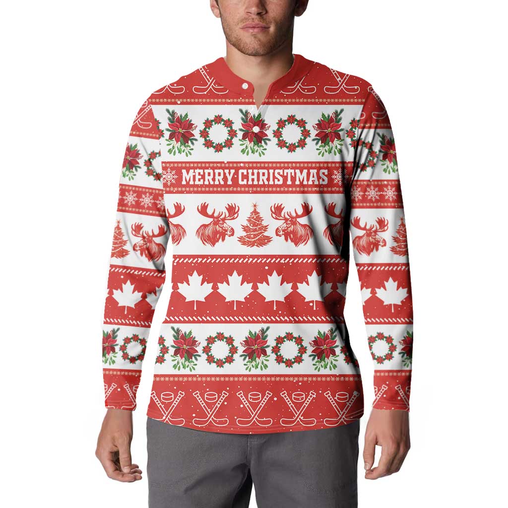 Personalised Canada Christmas Button Sweatshirt Canadian Moose Maple Leaf Seamless Style - Wonder Print Shop