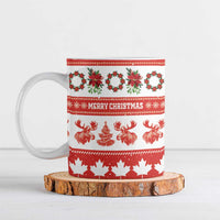 Personalised Canada Christmas Ceramic Mug Canadian Moose Maple Leaf Seamless Style - Wonder Print Shop