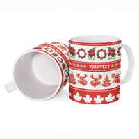 Personalised Canada Christmas Ceramic Mug Canadian Moose Maple Leaf Seamless Style - Wonder Print Shop