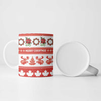 Personalised Canada Christmas Ceramic Mug Canadian Moose Maple Leaf Seamless Style - Wonder Print Shop