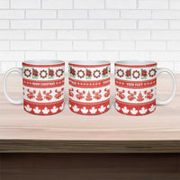 Personalised Canada Christmas Ceramic Mug Canadian Moose Maple Leaf Seamless Style - Wonder Print Shop