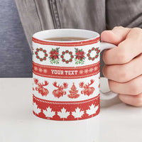 Personalised Canada Christmas Ceramic Mug Canadian Moose Maple Leaf Seamless Style - Wonder Print Shop