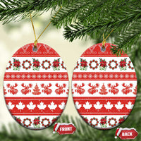 Canada Christmas Ceramic Ornament Canadian Moose Maple Leaf Seamless Style - Wonder Print Shop
