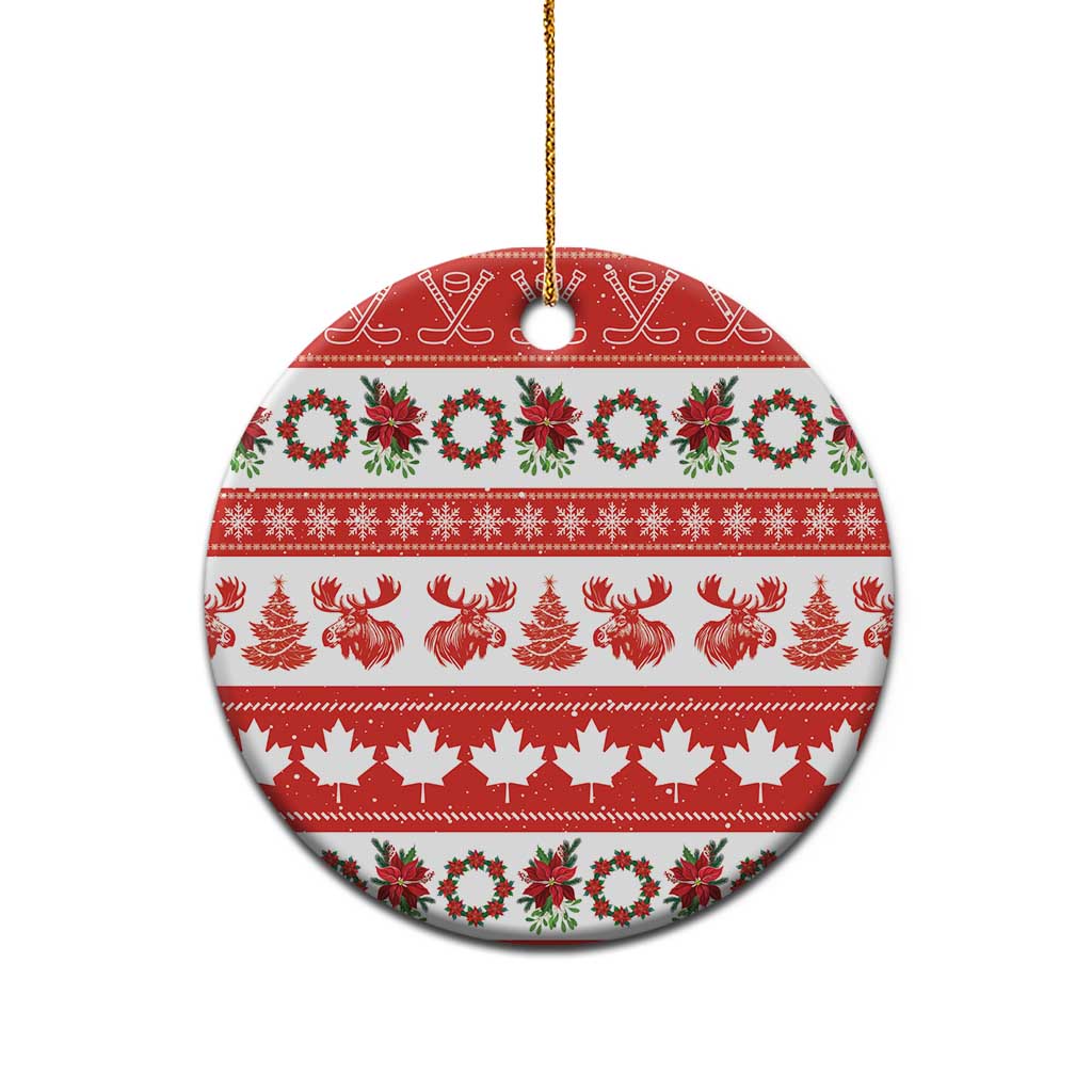 Canada Christmas Ceramic Ornament Canadian Moose Maple Leaf Seamless Style - Wonder Print Shop
