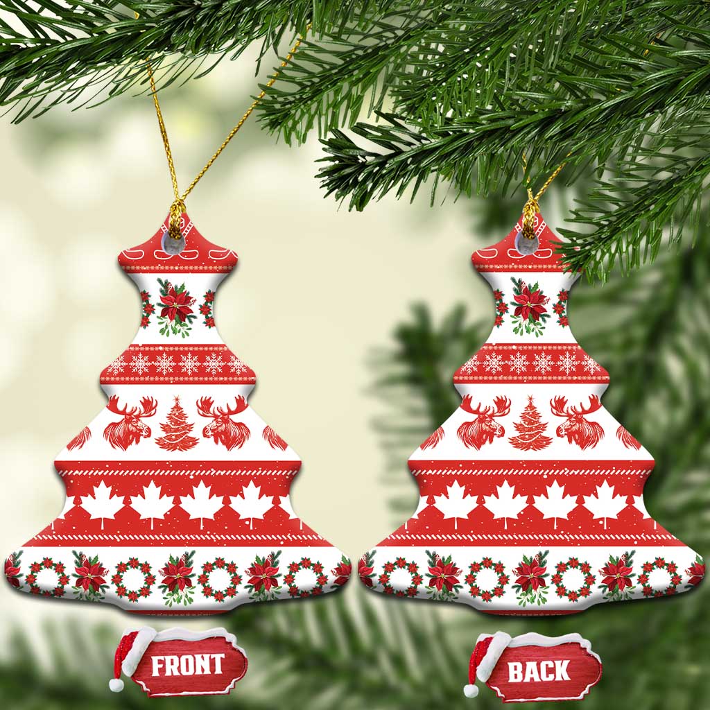 Canada Christmas Ceramic Ornament Canadian Moose Maple Leaf Seamless Style - Wonder Print Shop