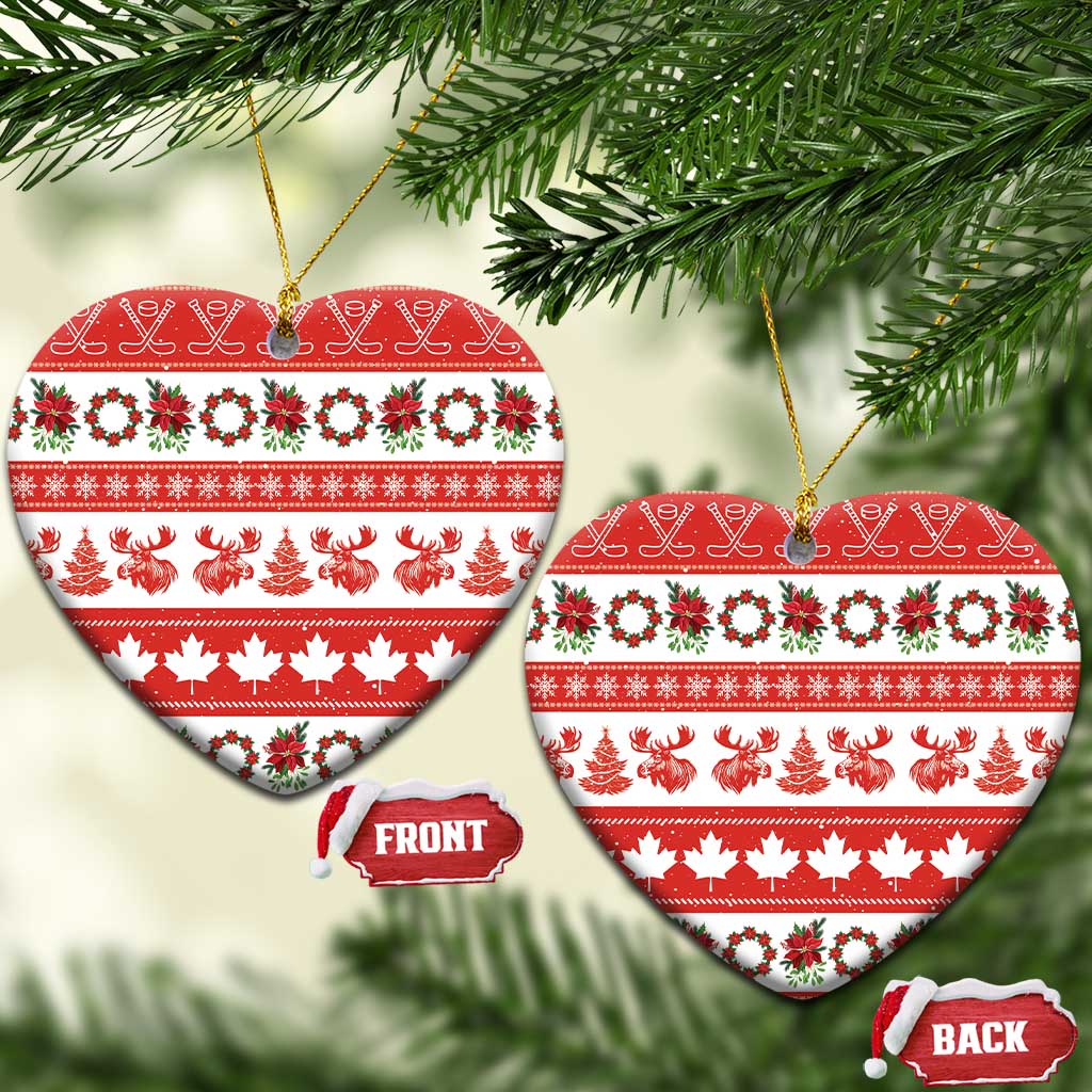 Canada Christmas Ceramic Ornament Canadian Moose Maple Leaf Seamless Style - Wonder Print Shop