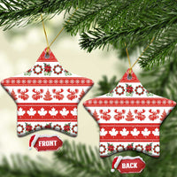 Canada Christmas Ceramic Ornament Canadian Moose Maple Leaf Seamless Style - Wonder Print Shop