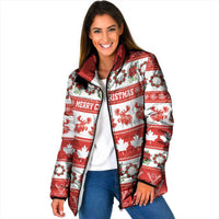 Personalised Canada Christmas Padded Jacket Canadian Moose Maple Leaf Seamless Style - Wonder Print Shop