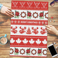 Canada Christmas Puzzle Canadian Moose Maple Leaf Seamless Style - Wonder Print Shop