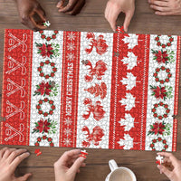 Canada Christmas Puzzle Canadian Moose Maple Leaf Seamless Style - Wonder Print Shop