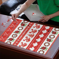 Canada Christmas Puzzle Canadian Moose Maple Leaf Seamless Style - Wonder Print Shop