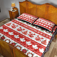 Canada Christmas Quilt Bed Set Canadian Moose Maple Leaf Seamless Style - Wonder Print Shop