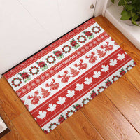 Canada Christmas Rubber Doormat Canadian Moose Maple Leaf Seamless Style - Wonder Print Shop
