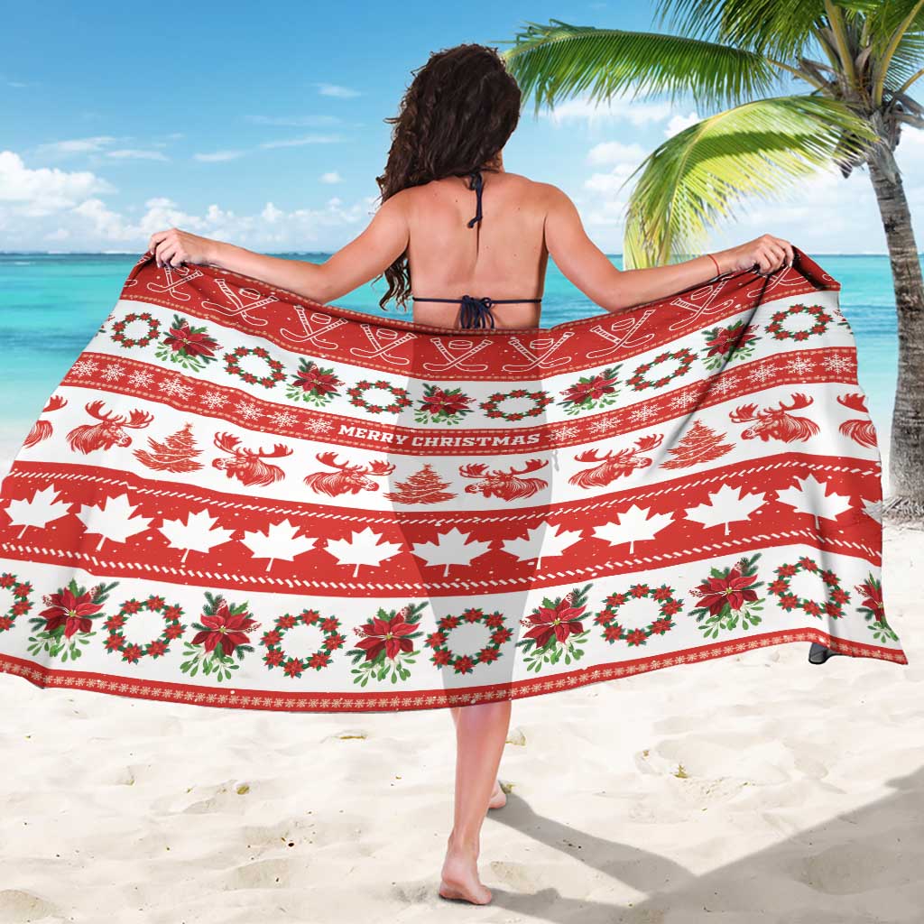 Canada Christmas Sarong Canadian Moose Maple Leaf Seamless Style - Wonder Print Shop