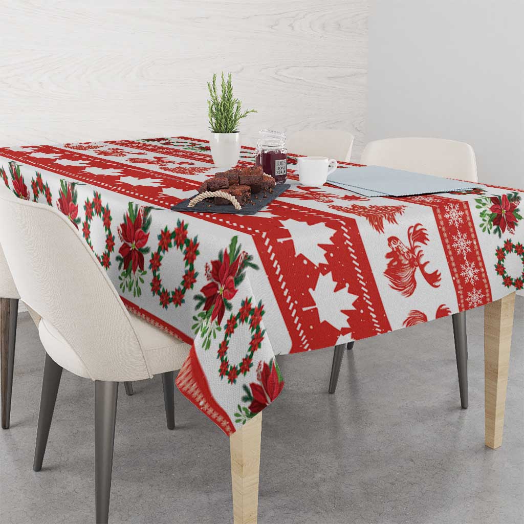 Canada Christmas Tablecloth Canadian Moose Maple Leaf Seamless Style - Wonder Print Shop