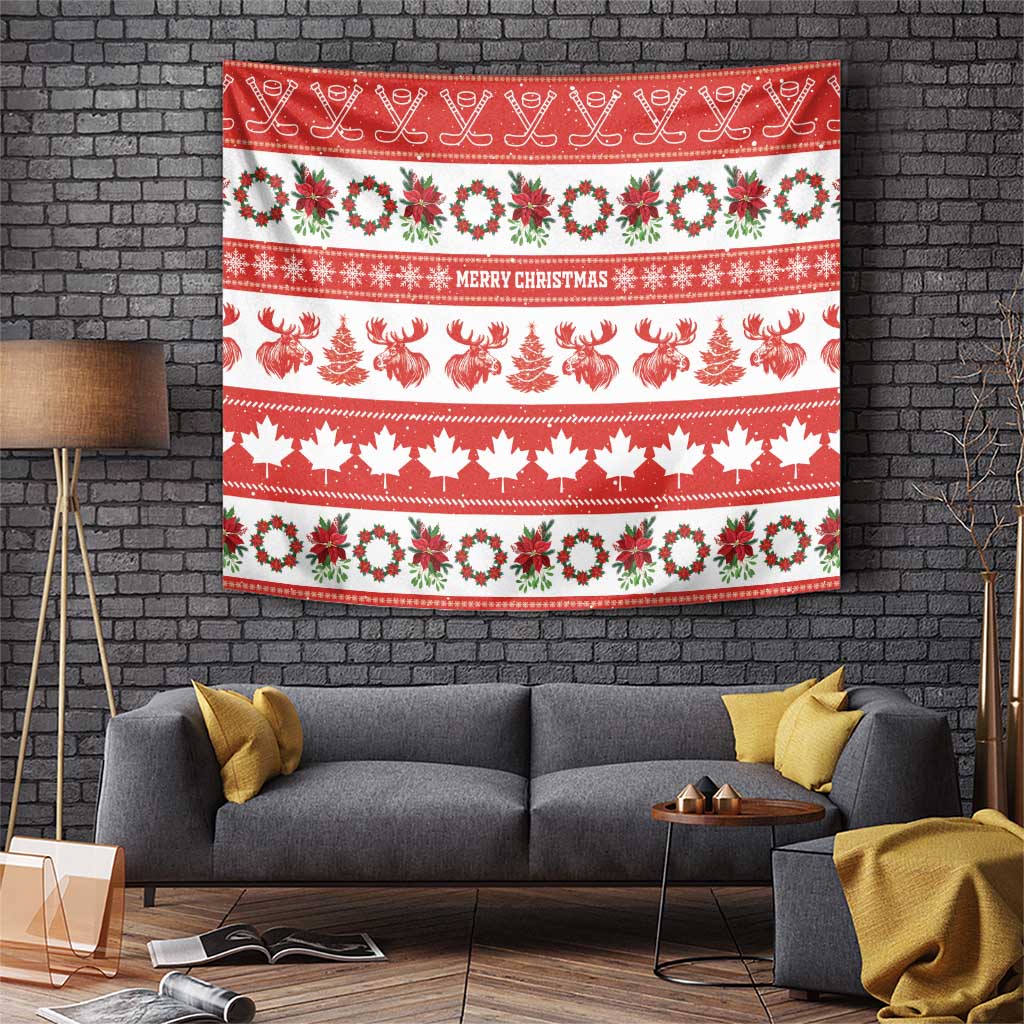 Canada Christmas Tapestry Canadian Moose Maple Leaf Seamless Style - Wonder Print Shop