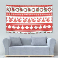 Canada Christmas Tapestry Canadian Moose Maple Leaf Seamless Style - Wonder Print Shop