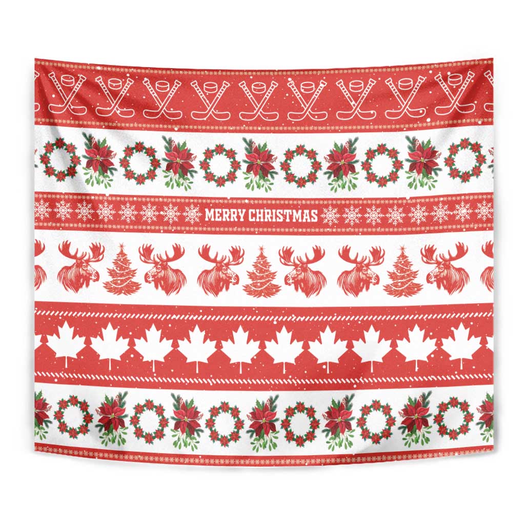 Canada Christmas Tapestry Canadian Moose Maple Leaf Seamless Style - Wonder Print Shop